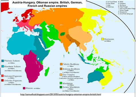 A map of the world depicting different religions